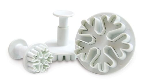 3 Découpoirs Éjecteurs Blancs "Flocons" Pour Pâte À Sucre