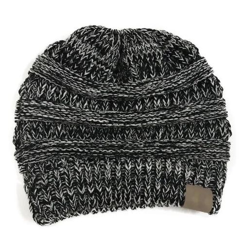 Ohp Chapeau De Chapeau De Beanie Dhiver Côtelé Pour Dames De Couleur Unie Douce Queue De Cheval Malpropre F