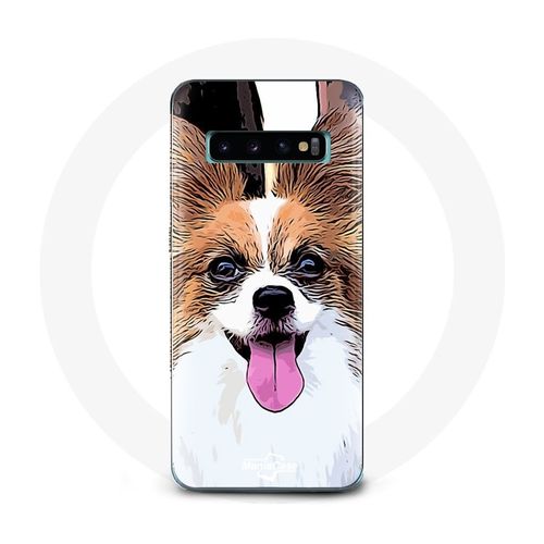 Coque Pour Samsung Galaxy S10 Edge Épagneul Nain Continental Papillon Chiot Blanc Et Marron