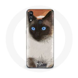 Coque Pour Huawei P20 Lite Siamois Noir Et Blanc Yeux Bleus