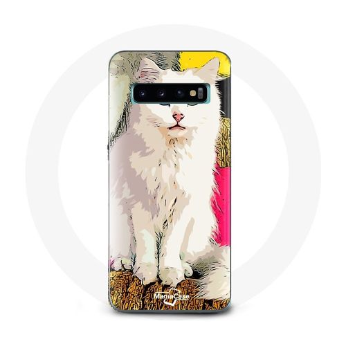 Coque Pour Samsung Galaxy S10 Turc De Van Chat Blanc Aux Yeux Bleu Et Jaune