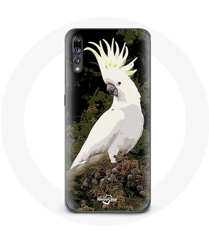 Coque pour samsung galaxy P20 pro Cacatoes Perroquets Blanc sur l'arbre