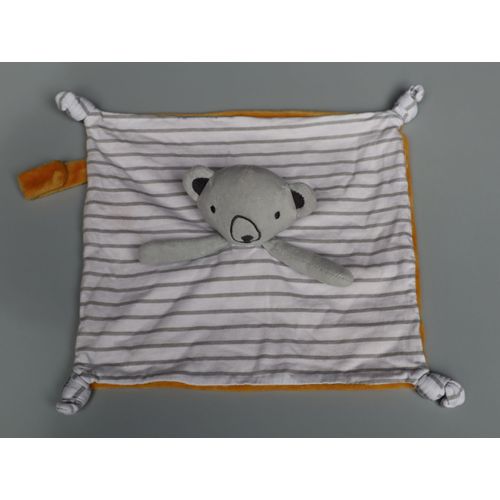 Doudou Ours Koala Plat Gris Blanc Jaune Moutarde Prémaman Orchestra