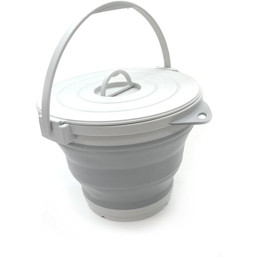 Seau de pêche pliable de 10 l avec couvercle de verrouillage ? Bac rond pliable ? Seau à eau portable en plastique Pot d'eau d'extérieur peu encombrant