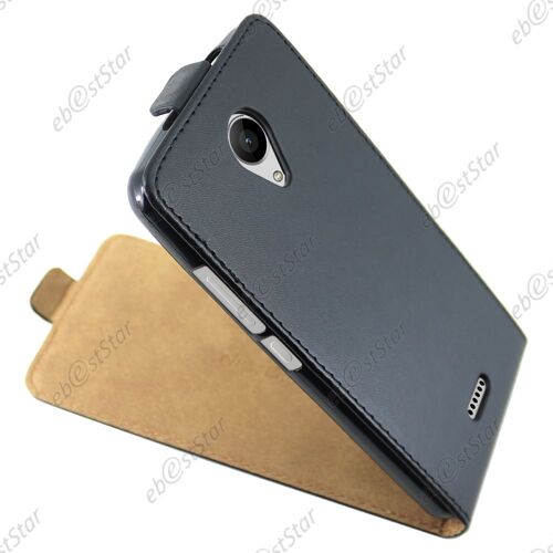 ebestStar ®  Film Protection écran en Verre Trempé + Etui en PU cuir Clapet ULTRA FIN Housse Coque pour Wiko Freddy, Couleur Noir [Dimensions PRECISES de votre appareil : 143 x 71,8 x 10,6 mm, écran 5'']