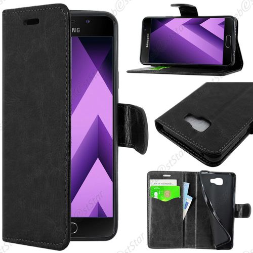 Ebeststar ® Pour Samsung Galaxy A3 2017 A320f - Housse Coque Etui Portefeuille Support Folio Simi Cuir, Couleur Noir [Dimensions Precises De Votre Appareil : 135,4 X 66,2 X 7,9 Mm, Écran 4.7'']