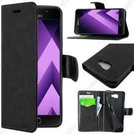 Ebeststar ® Pour Samsung Galaxy A3 2017 A320f - Housse Coque Etui Portefeuille Support Folio Simi Cuir, Couleur Noir [Dimensions Precises De Votre Appareil : 135,4 X 66,2 X 7,9 Mm, Écran 4.7'']
