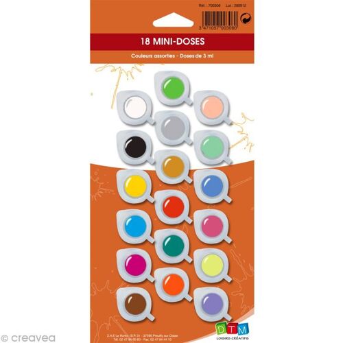 Assortiment Peinture Acrylique Vives Et Pastels - 18 Mini Doses De 3ml