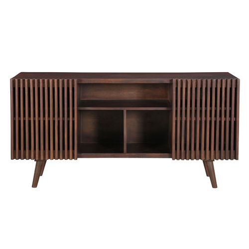 Buffet En Manguier Massif Teinté Bois Foncé 2 Portes Coulissantes L140 Cm Alba