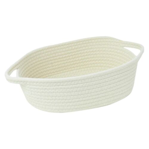 Panier de rangement en corde Organisateur Panier tissé - Bacs en coton portables pour vêtements, literie, serviettes L Blanc crème