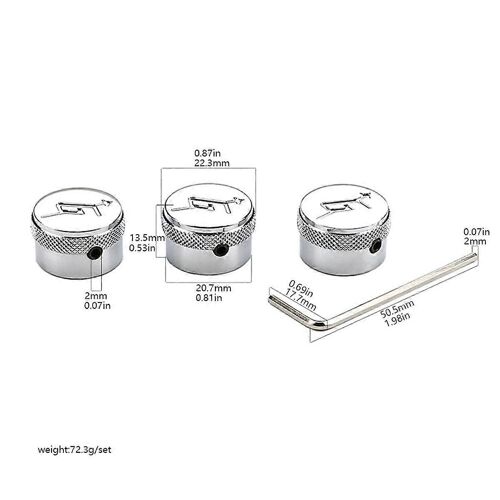 3pcs Bouton De Volume En Métal Guitare Électrique Basse Volume Boutons De Contrôle De Tonalité Potentiomètre Chapeau Capuchon Guitare Basse Accessoires