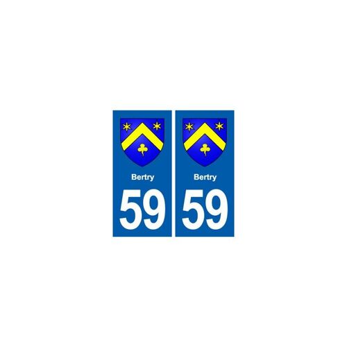 59 Bertry Blason Autocollant Plaque Stickers Ville - Couleur : Droits - Angles : Droits
