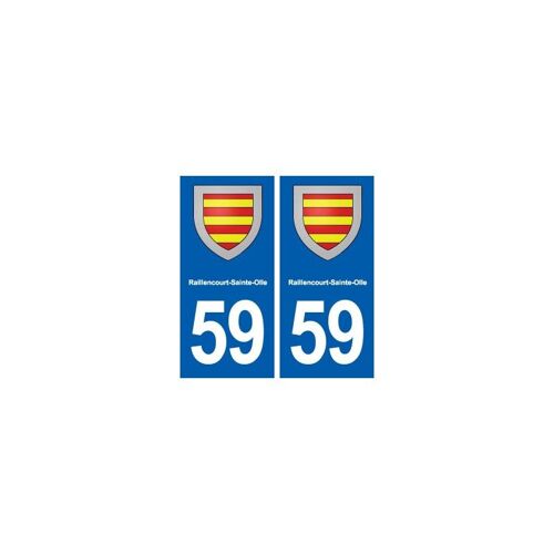 59 Raillencourt-Sainte-Olle Blason Autocollant Plaque Stickers Ville - Couleur : Droits - Angles : Droits