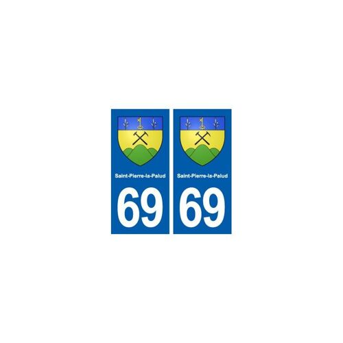 69 Saint-Pierre-La-Palud Blason Autocollant Plaque Stickers Ville - Couleur : Droits - Angles : Droits