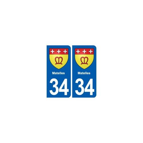 34 Matelles Blason Ville Autocollant Plaque Stickers - Couleur : Droits - Angles : Droits