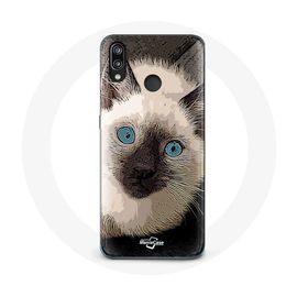 Coque Pour Huawei P20 Lite Chat Siamois Noir Et Blanc Aux Yeux Bleus