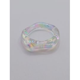 Bague En Résine ,Forme Irrégulière,Reflets Multicolore,Taille 17.20 Mm