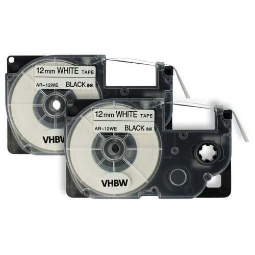 vhbw 2x Rubans remplacement pour Casio XR-12WE, XR-12WE1 pour imprimante d'étiquettes 8m x 12mm Noir sur Blanc