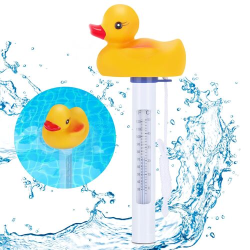 Thermomètre de piscine flottant avec Ficelle, Thermomètre à eau de Style Canard pour Piscines Extérieures et Intérieures