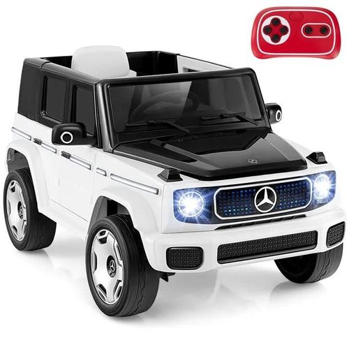 Mercedes-Benz Voiture Électrique Enfant - Costway, 4 Roues Motrices, Télécommande, Lumières Led, Musique Et Klaxon, 3-8 Ans, Blanc