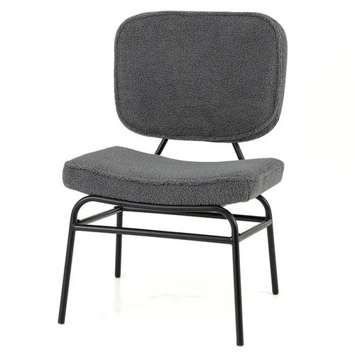 Costway Fauteuil Rembourré En Sherpa Avec Rembourrage En Éponge, Patins Ajustables & Cadre En Métal Pour Salon, Chambre, Gris