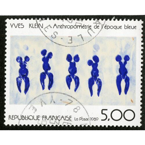 Timbre Oblitéré Yves Klein,Anthropométrie De L'époque Bleue,République Française,La Poste 1989,5,00