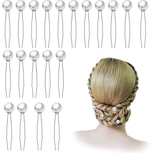 Épingles À Cheveux En Forme De U Perle, Accessoire Cheveux Mariage, Mariée Pince A Forme De U, Épingle À Cheveux De Marriage En Strass, Pour Marriage /Soirée /Anniversaire, 20 Pièces Multicolore