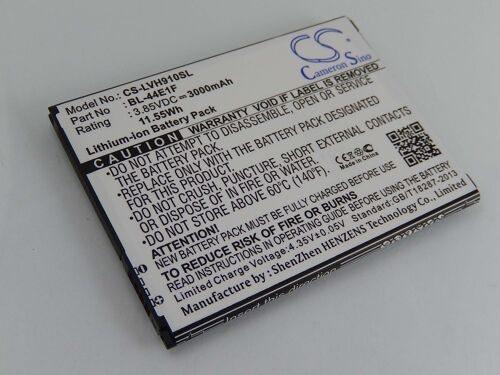 Vhbw Li-Ion Batterie 3000mah (3.85v) Pour Téléphone Portable Smartphone Lg F800l, H910, H915, H990, H990ds, Ls997, Us996, V20, Vs995 Comme Bl-44e1f