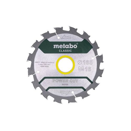 Metabo Lame de scie ""power cut wood - classic"", 165x2,2/1,4x30, Z16 WZ 5°/B - 628416000