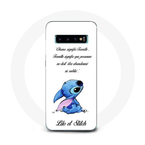 Coque Pour Samsung Galaxy S10 Edge Lilo Et Stitch Ohana Citation Blanc