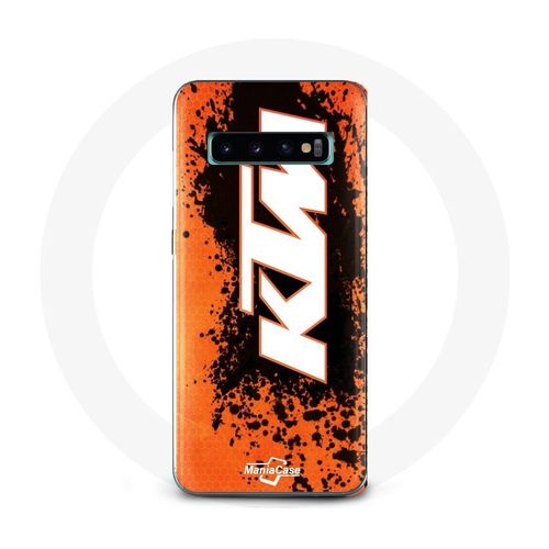 Coque Pour Samsung Galaxy S10 Ktm Logo Blanc Fond Orange