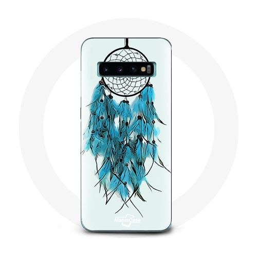 Coque Pour Samsung Galaxy S10 Edge Attrape Rêve Bleu Fond Blanc