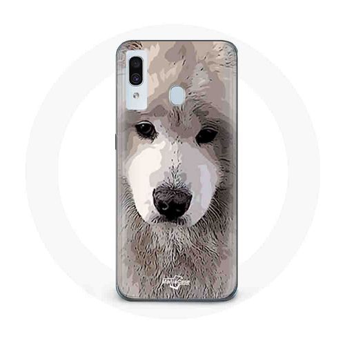 Coque Pour Samsung Galaxy A30 Samoyède Gris Race De Chiens