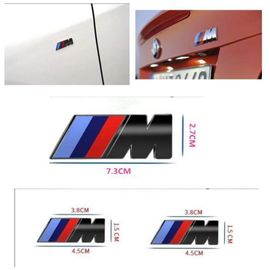 2 X ///M Latérale Aile Sport Emblème Badge Logo Autocollant Noir 45mm X 15mm Pour Bmw+73mm Logo M Badge