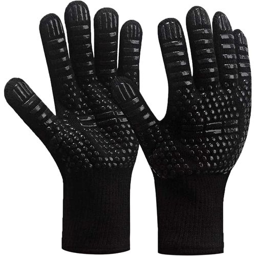 1 Paire Gants de Barbecue antidérapants pour four, cuisson - Résistants à la Chaleur, gants de cheminée jusqu'à 800°C - Noir