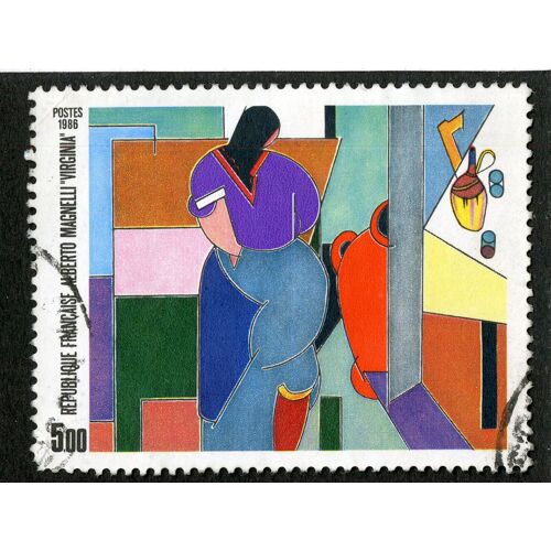 Timbre Oblitéré Alberto Magnelli,Virginia,République Française,Poste 1986,5,00