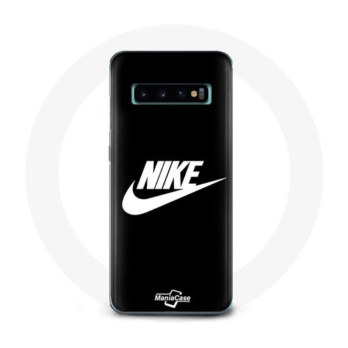 Coque Pour Samsung Galaxy S10 Nike Logo Blanc Fond Noir
