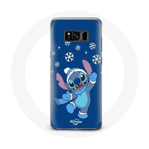 Coque Pour Samsung Galaxy S8 Plus Stitch Neige Noël Bleu