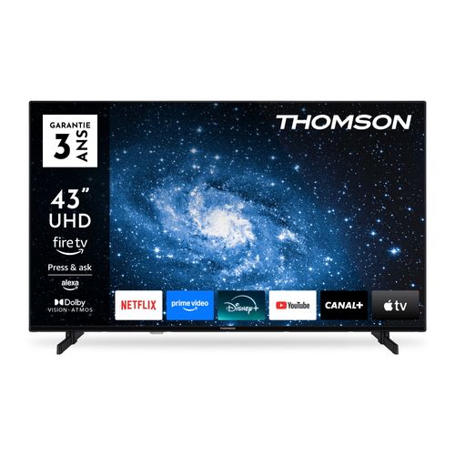 Thomson 43UF4S35 - 43" (109 cm) UHD LED Fire TV avec Commande vocale Alexa, Bluetooth 5.0, Ports HDMI, USB, AV in, CI+, USB