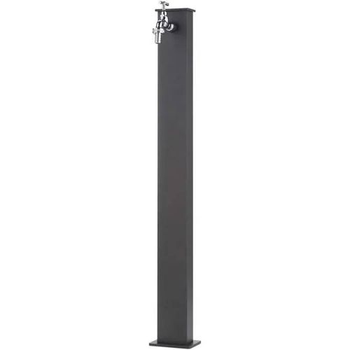 Fontaine De Jardin - Rectangulaire - Métal - Anthracite - Robinet En Laiton Chromé