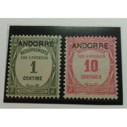 2 Timbres Taxe Andorre 1927 Yvert Et Tellier N°9 Et 10 Tb