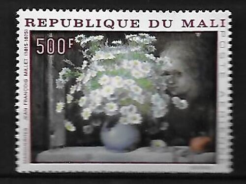 Mali Poste Aerienne 1968 : Tableau : Marguerites De Jean-François Millet (1815-1875) - Timbre À 500 F. Neuf * 