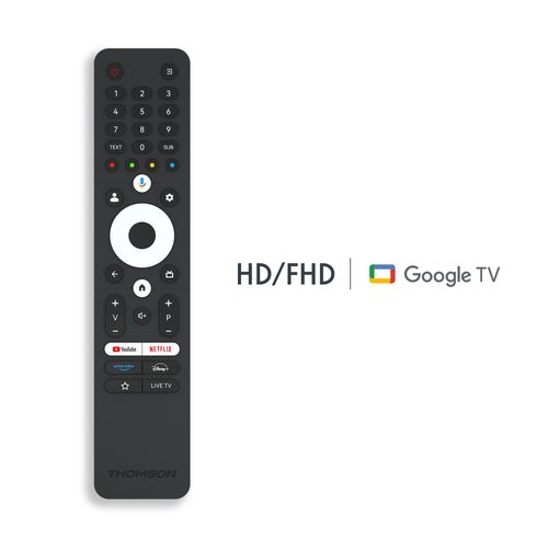 Noir Télécommande Thomson pour Google TV HD/FHD