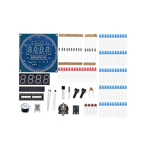 Kit d'horloge numérique électronique C51 Microcontrôleur Carte d'apprentissage DS1302 Module d'affichage à LED rotatif