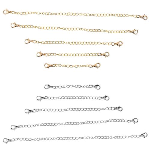 12 Pcs Chaîne Extendeur, 6 Tailles En Acier Inoxydable Bracelet Extension Collier Rallonge Pour Bijoux De Bricolage