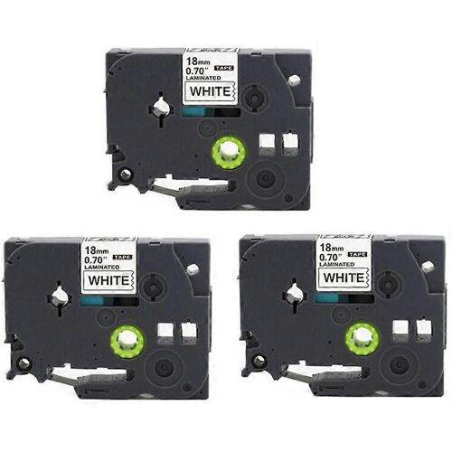 3 Pcs Compatible Étiquette Ruban Remplacer 18mm 0.7 Laminé Blanc TZe-241 -241 pour Brother P-Press Étiquette