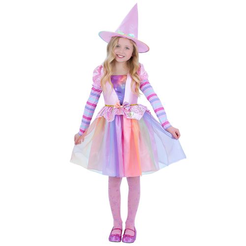 Déguisement De Sorcière Arc-En-Ciel Pastel Fille - Taille: 7-9 Ans (130/143 Cm)