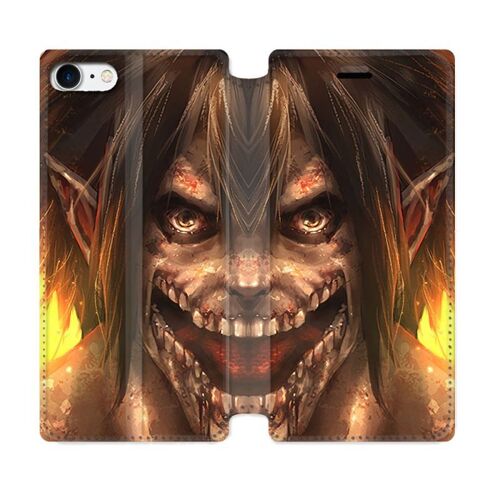 Housse Cuir Portefeuille Pour Iphone 7 / 8 / Se (2020 / 2022) Manga Attaque Titans Eren Titan