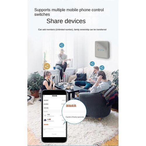 Tuya Wifi Smart Switch Interrupteur d'éclairage tactile Zero Fire Line 1 Interrupteur Gris
