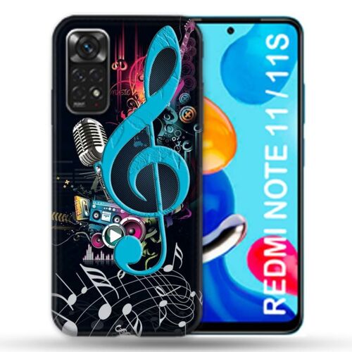 Coque Renforcée Pour Xiaomi Redmi Note 11 / 11s Musique Cle Sol Bleu